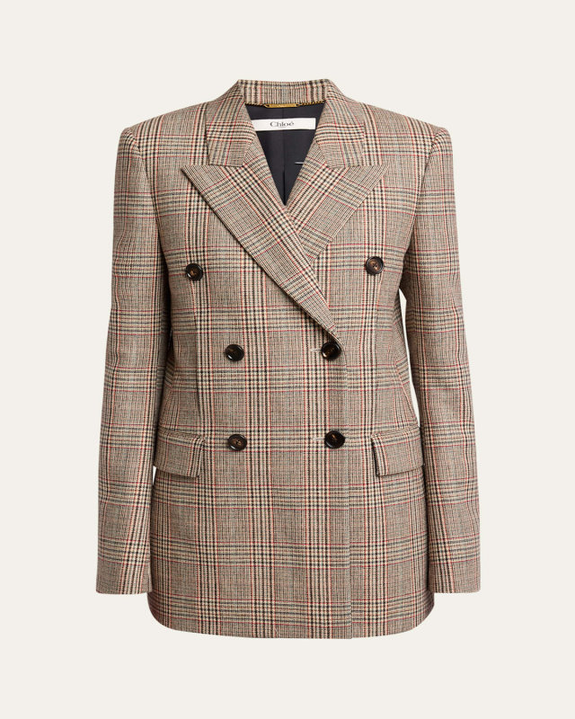 Prince of Wales Double-Breasted Wool Blazer